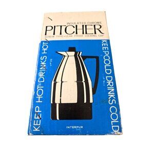 Vintage Insulated Chrome Pitcher Keeps Drinks Hot or Cold